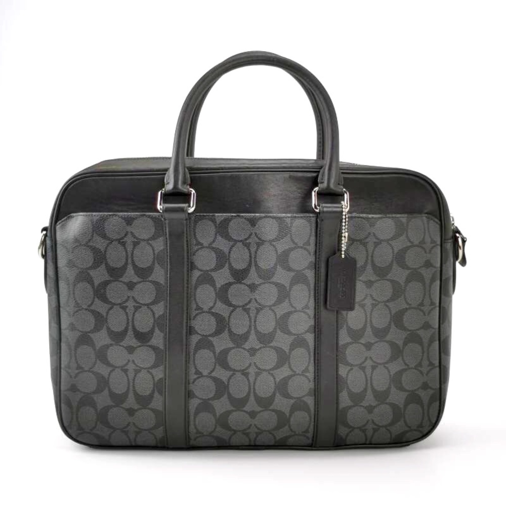Coach signature laptop bag，Coach signature briefcase bag in charcoal / black